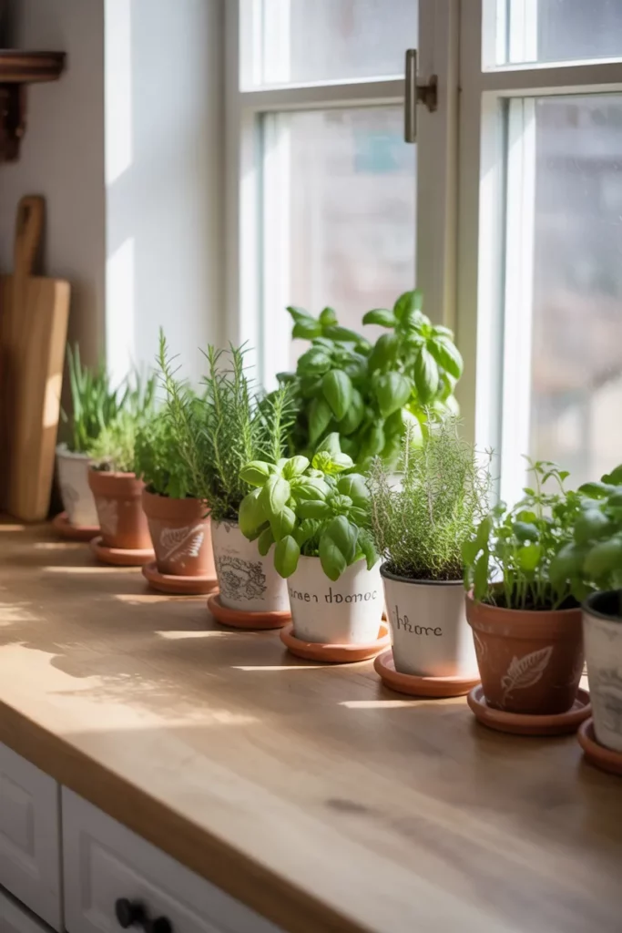 Herb Pots on the Windowsill