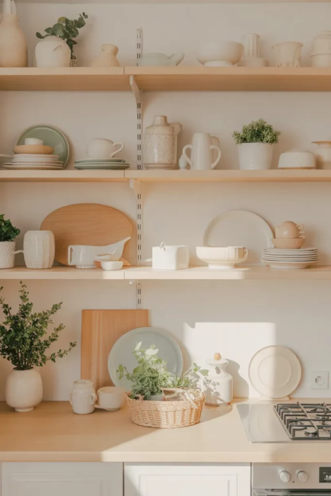 Open shelf styling